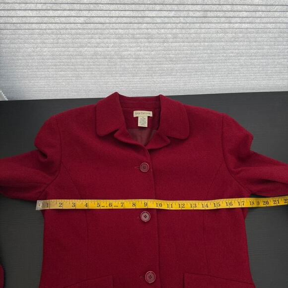 Ann Taylor Women's Red Wool Button Up Long Sleeve Jacket Size 4 - Picture 8 of 10